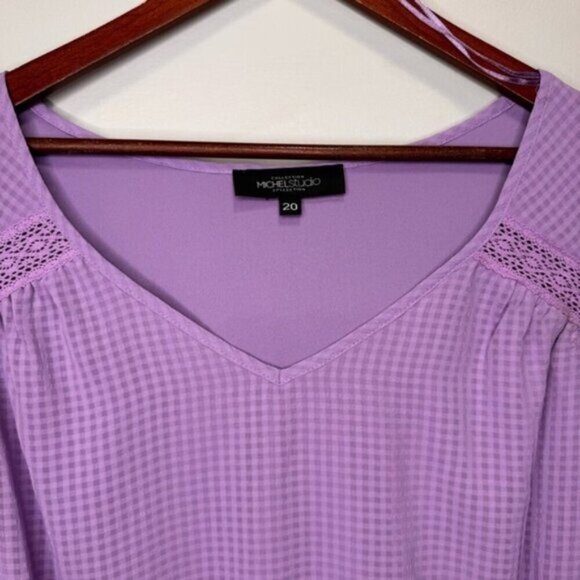 Addition Elle Michel Studio Purple Flutter Sleeves Mini Dress Size 20 Feminine - Picture 7 of 14